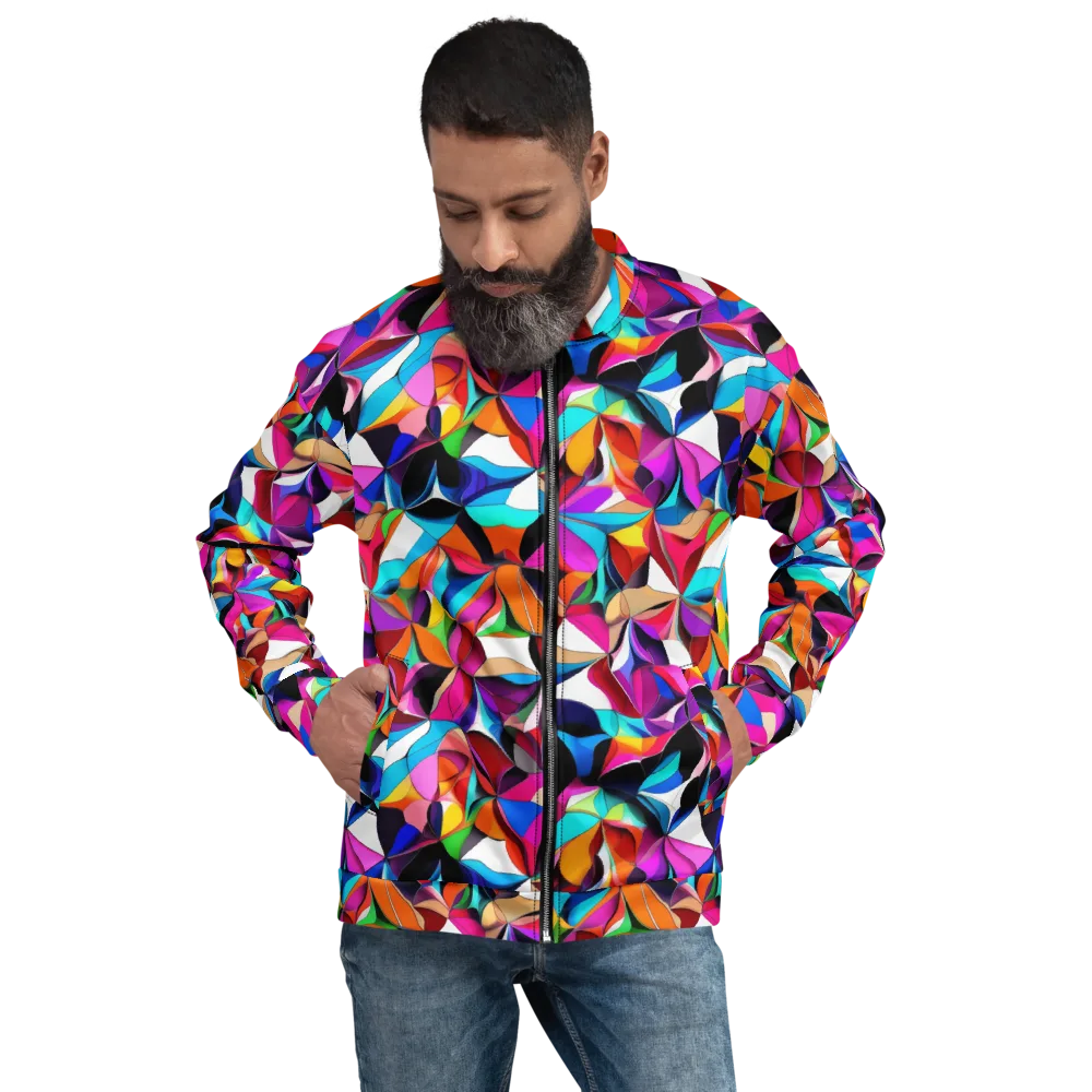 Prismatic Petal Riot on Bomber Jacket — Front