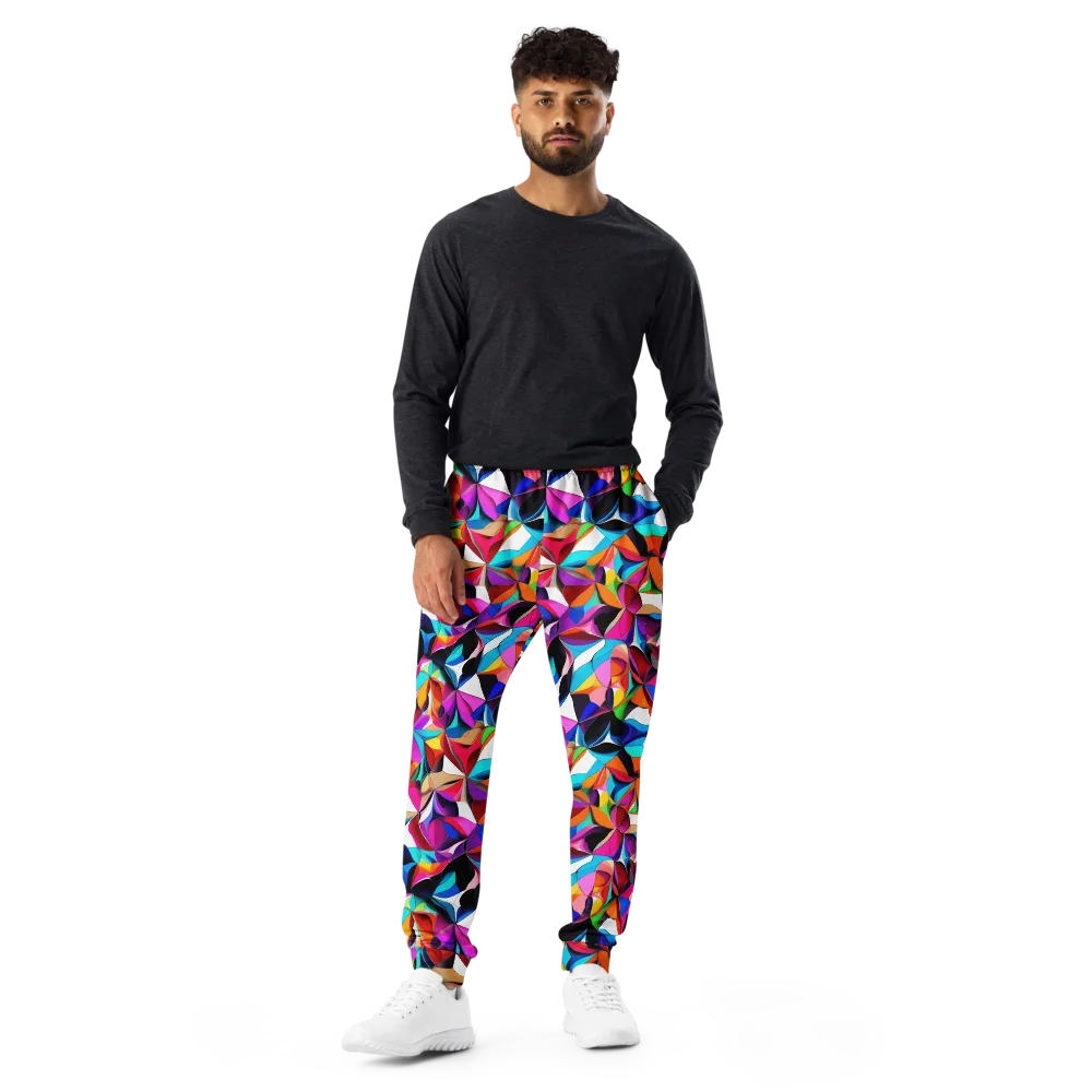 Prismatic Petal Riot on Men's Joggers — Front