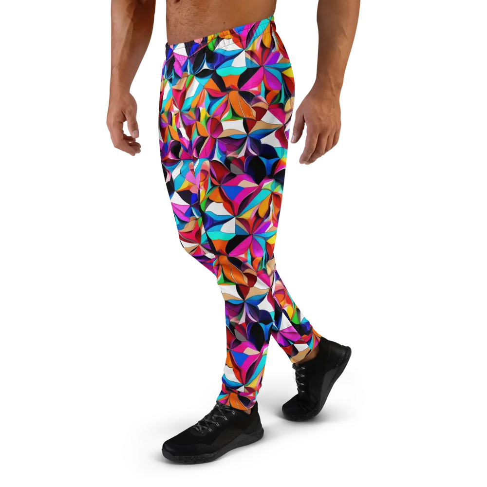 Prismatic Petal Riot on Men's Joggers — Left