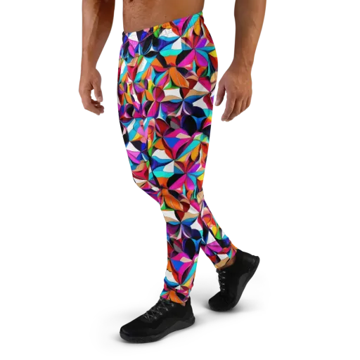 Prismatic Petal Riot on a Men's Joggers