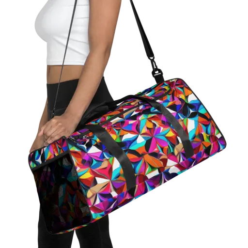 Prismatic Petal Riot on a Duffle Bag