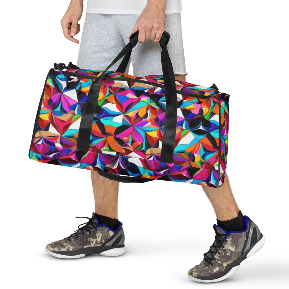 Prismatic Petal Riot on Duffle Bag — Front