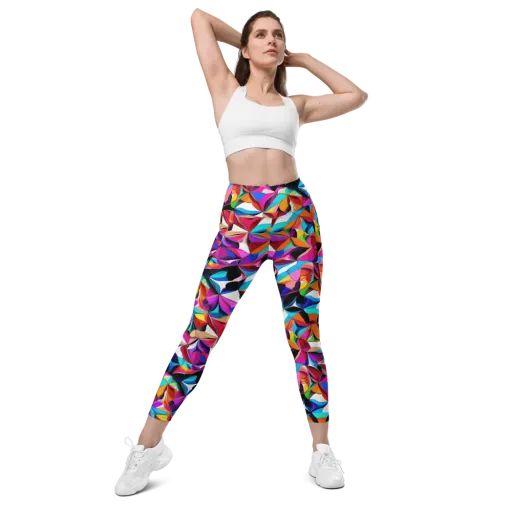 Prismatic Petal Riot on a Leggings with Pockets