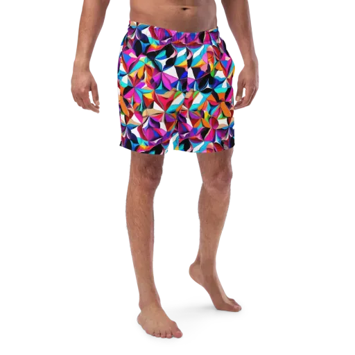 Prismatic Petal Riot on a Swim Trunks