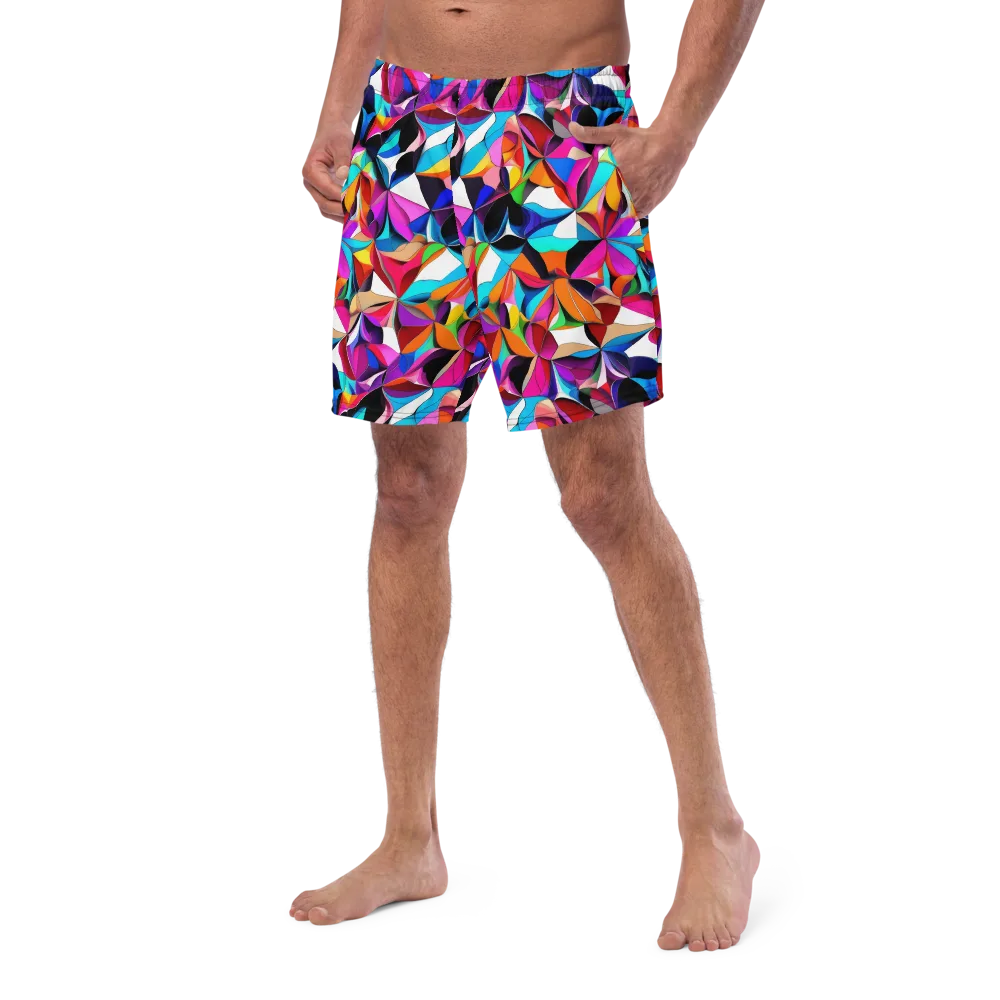 Prismatic Petal Riot on Swim Trunks — Left Front
