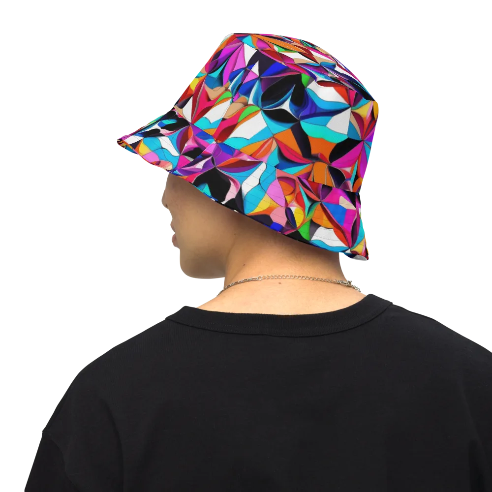 Prismatic Petal Riot on Reversible Bucket Hat — Back Inside