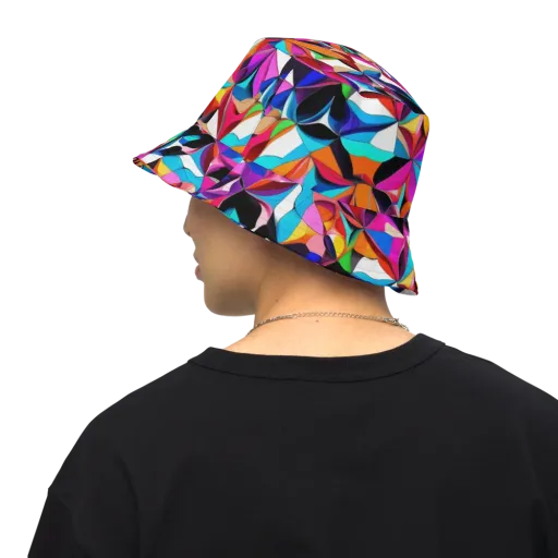 Prismatic Petal Riot on a Reversible Bucket Hat