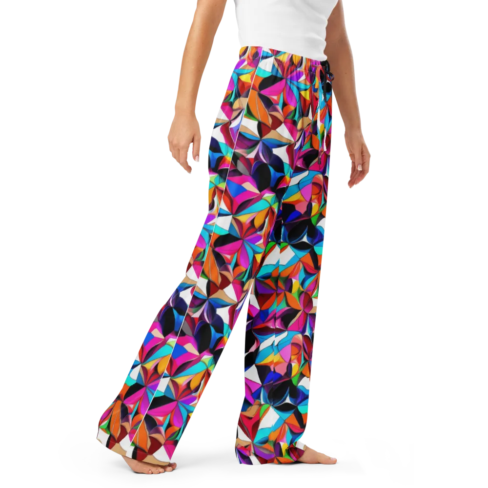 Prismatic Petal Riot on Women's Pajama Pants — Right Front