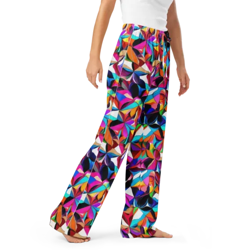 Prismatic Petal Riot on a Women's Pajama Pants