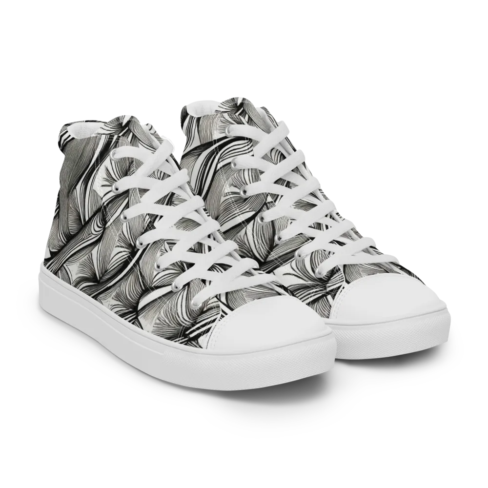Ink Botanica on Men's High Top Canvas Shoes — Right Front