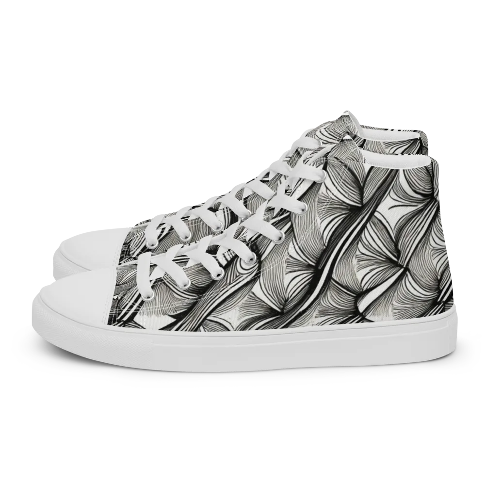 Ink Botanica on Men's High Top Canvas Shoes — Left
