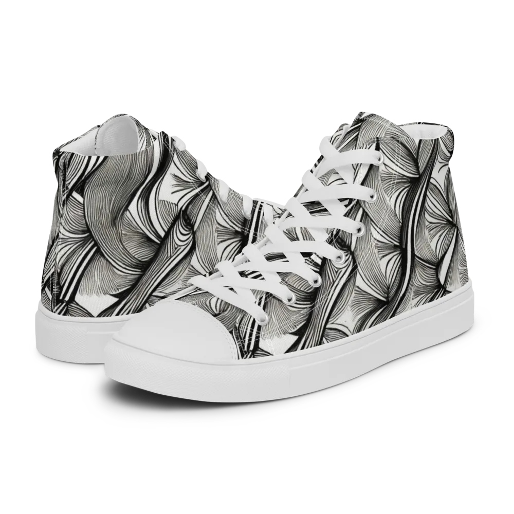 Ink Botanica on Men's High Top Canvas Shoes — Left