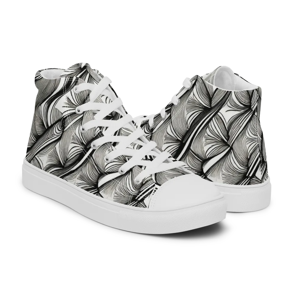 Ink Botanica on Men's High Top Canvas Shoes — Right