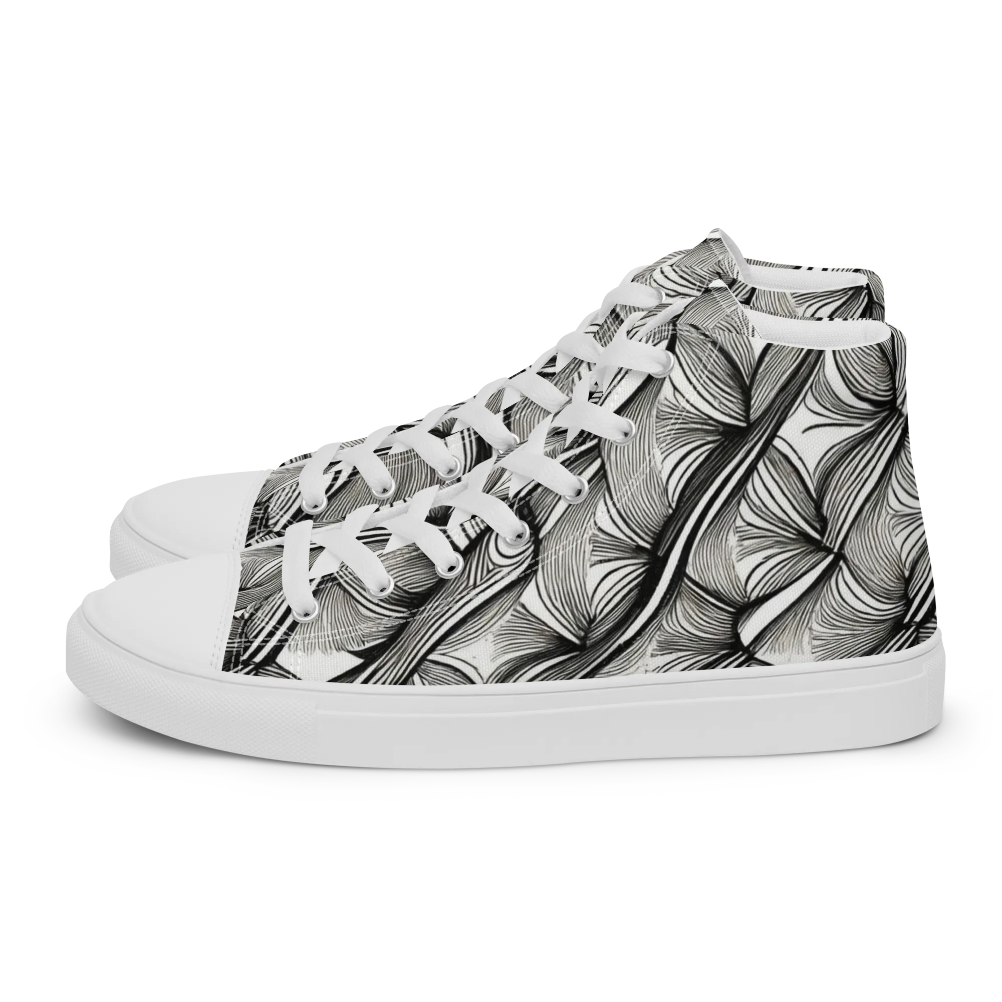 Ink Botanica on Women's High Top Canvas Shoes — Left