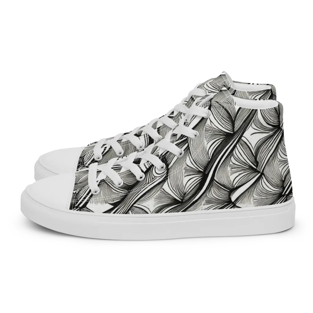 Ink Botanica on Women's High Top Canvas Shoes — Left