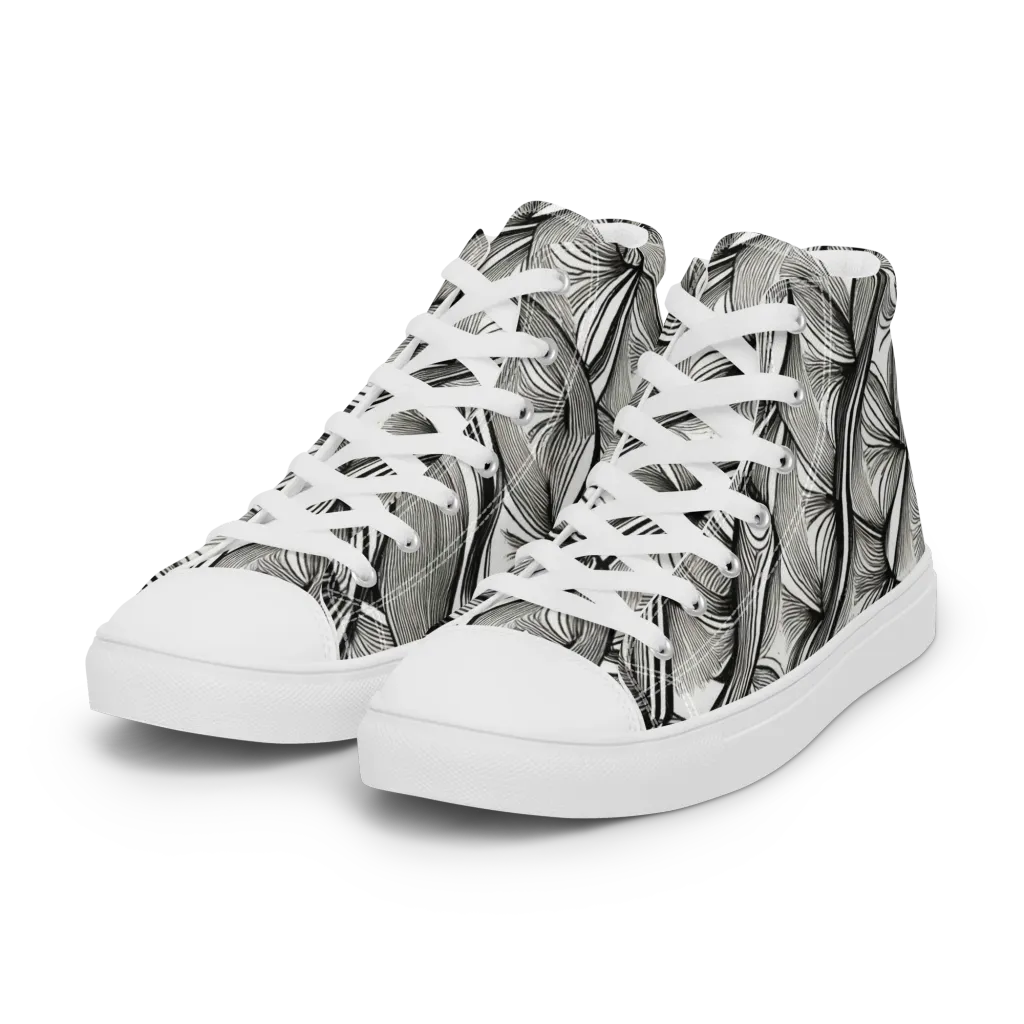 Ink Botanica on Women's High Top Canvas Shoes — Left Front