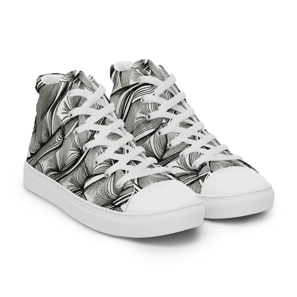 Ink Botanica on Women's High Top Canvas Shoes — Right Front