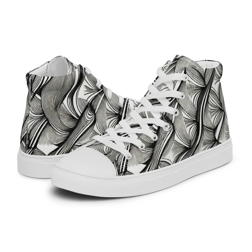Ink Botanica on Women's High Top Canvas Shoes — Left
