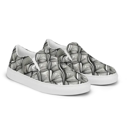 Ink Botanica on a Men's Slip-On Canvas Shoes