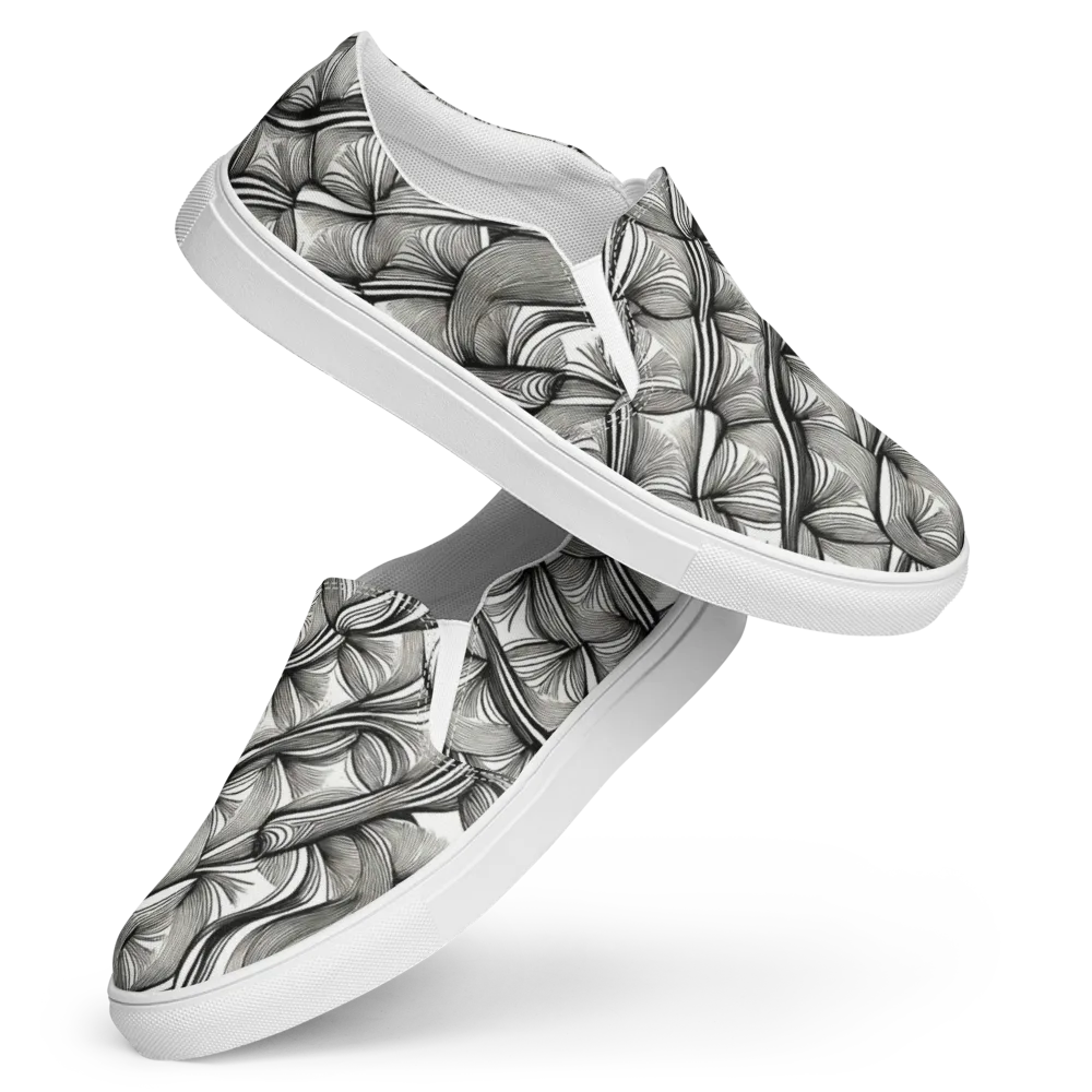 Ink Botanica on Women's Slip-On Canvas Shoes — Front
