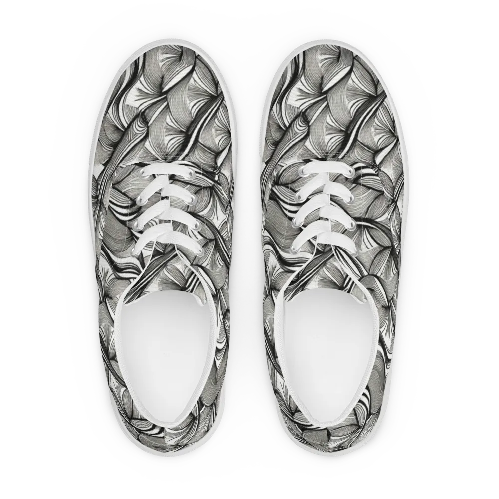 Ink Botanica on Men's Lace-Up Canvas Shoes — Front
