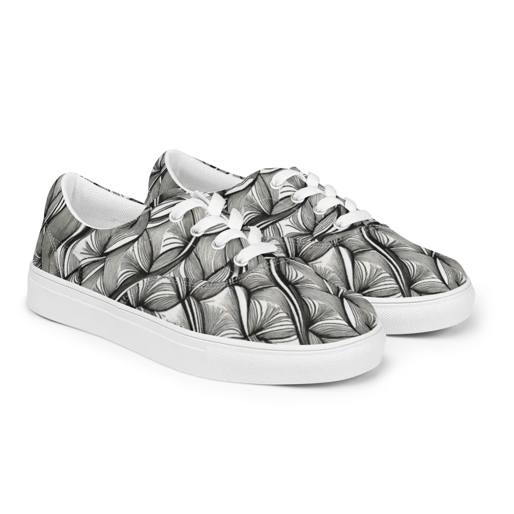 Ink Botanica on Men's Lace-Up Canvas Shoes — Right Front