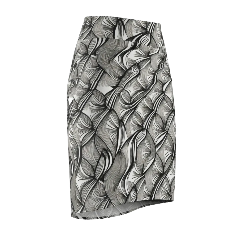 Ink Botanica on Pencil Skirt — Front Side