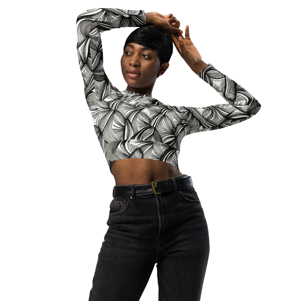 Ink Botanica on Long Sleeve Crop Top — Front