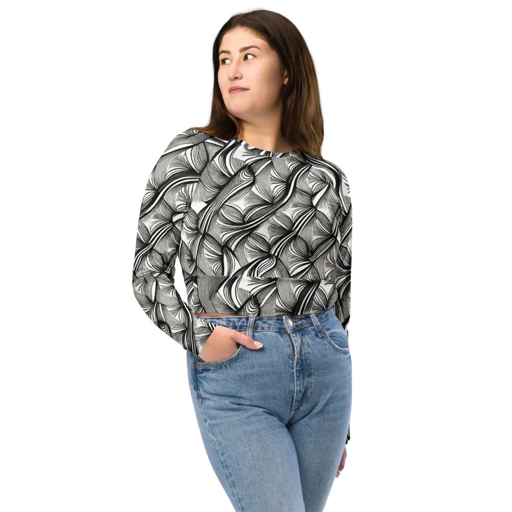 Ink Botanica on Long Sleeve Crop Top — Front
