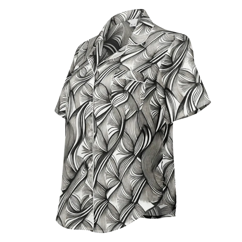 Ink Botanica on Women's Short Sleeve Pajama Top — Left Front