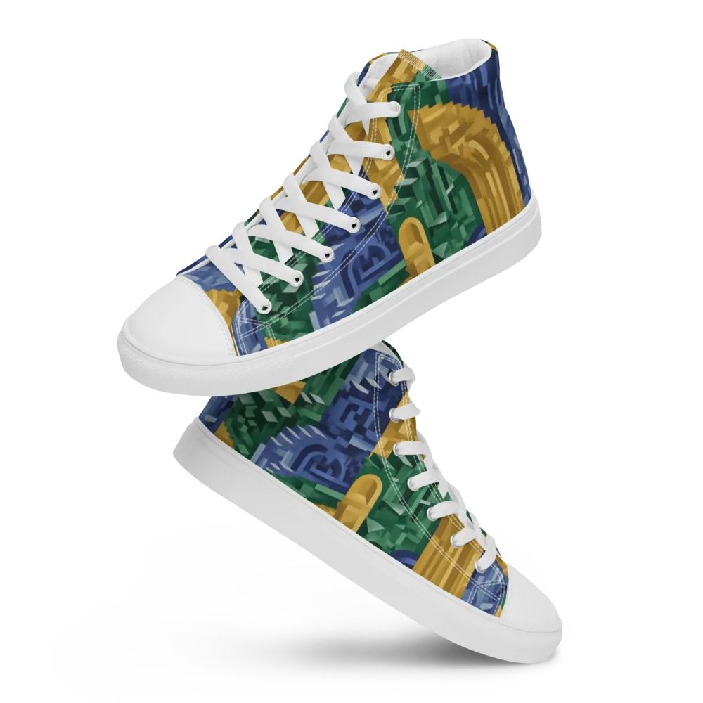Moorish Maze on Men's High Top Canvas Shoes — Front
