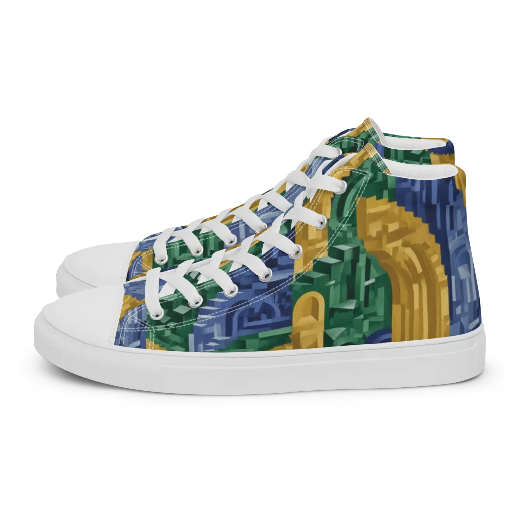 Moorish Maze on Women's High Top Canvas Shoes — Left