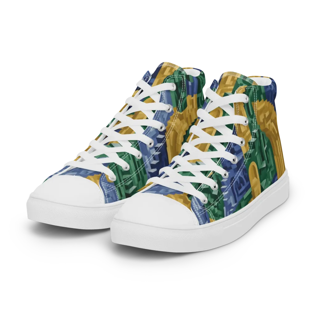 Moorish Maze on Women's High Top Canvas Shoes — Left Front