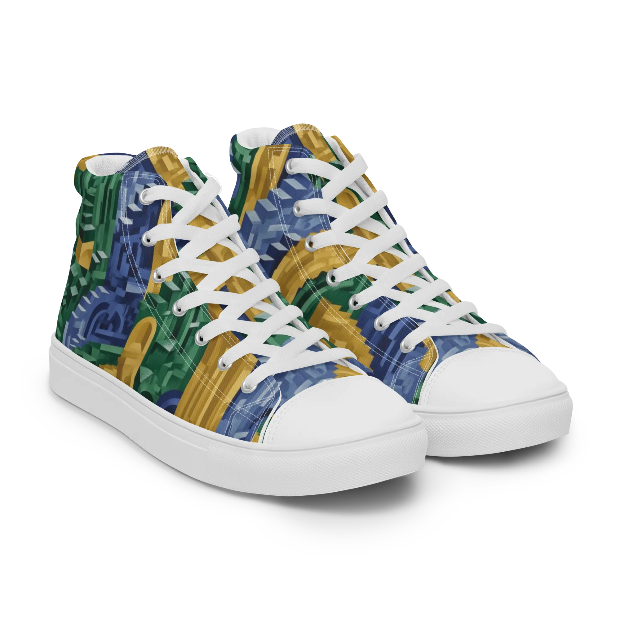 Moorish Maze on Women's High Top Canvas Shoes — Right Front