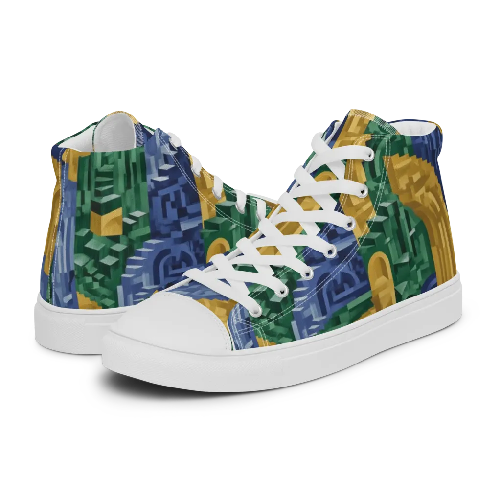 Moorish Maze on Women's High Top Canvas Shoes — Left