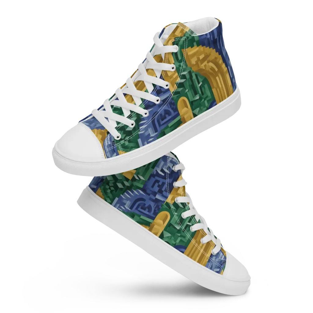 Moorish Maze on Women's High Top Canvas Shoes — Front