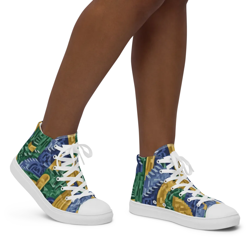 Moorish Maze on Women's High Top Canvas Shoes — Right