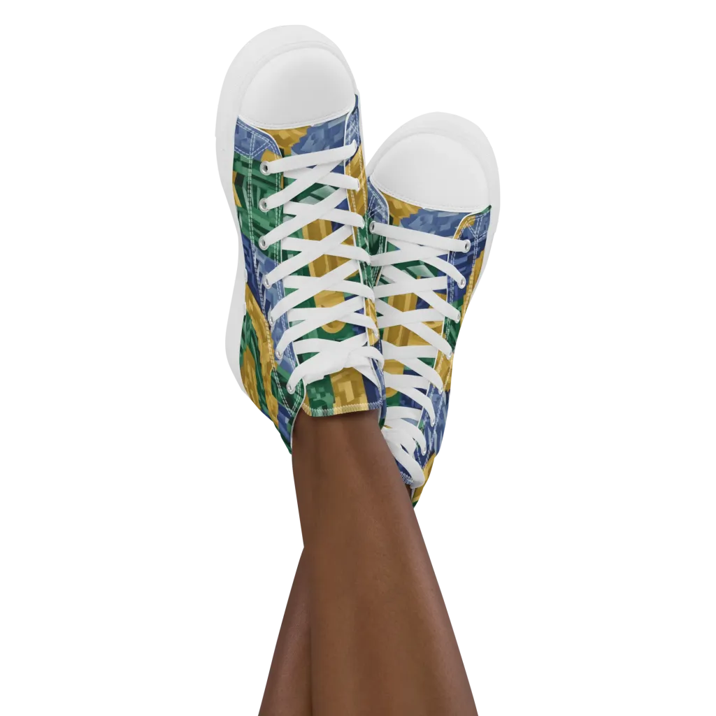 Moorish Maze on Women's High Top Canvas Shoes — Front