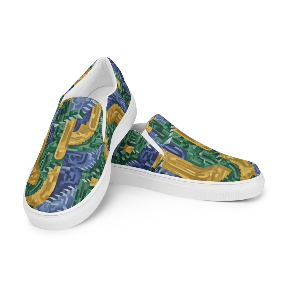 Moorish Maze on Men's Slip-On Canvas Shoes — Left Front