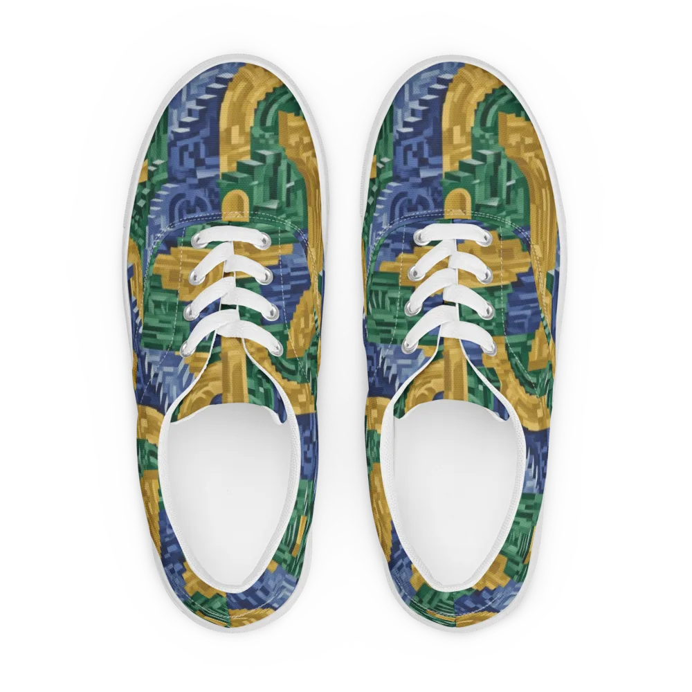 Moorish Maze on Men's Lace-Up Canvas Shoes — Front