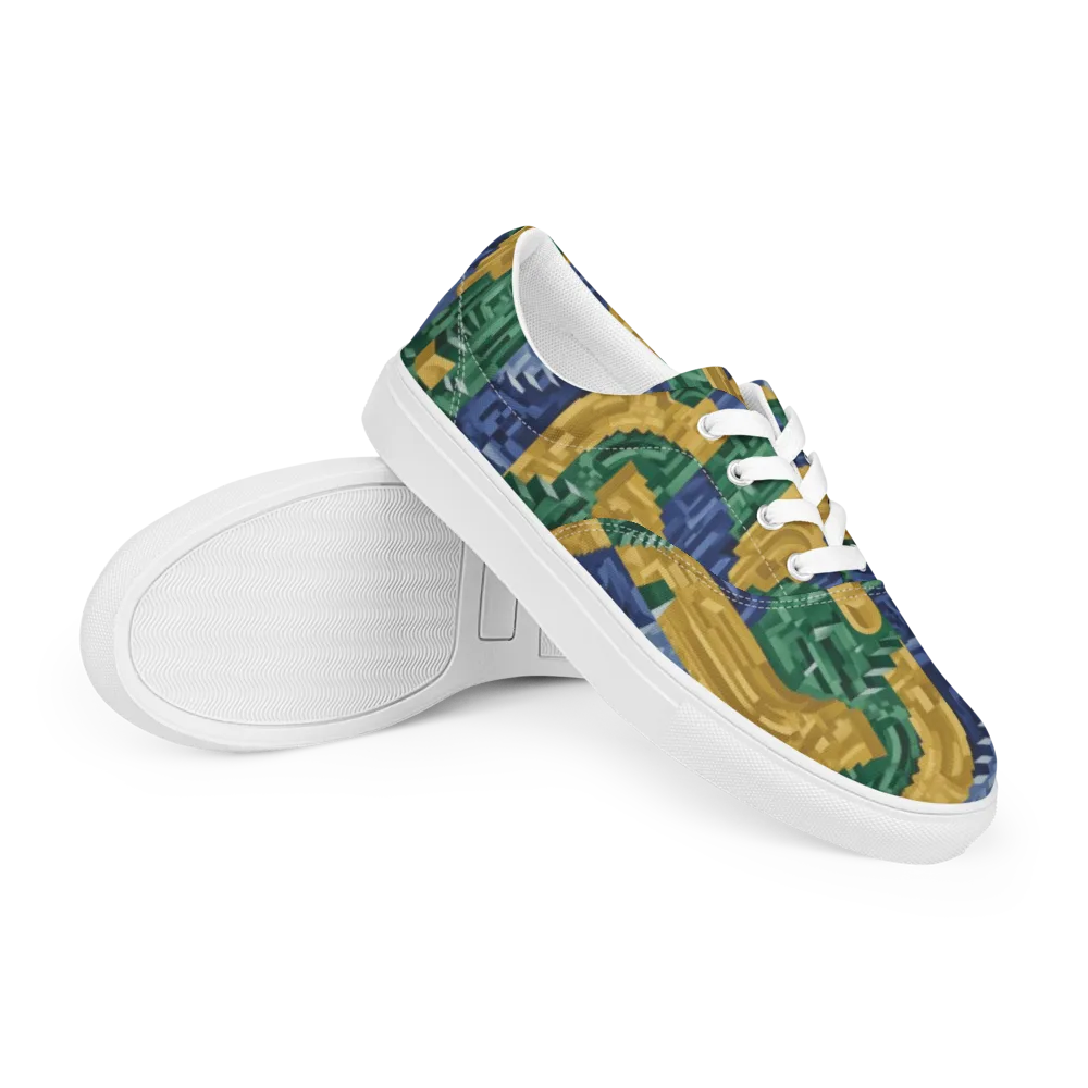Moorish Maze on Men's Lace-Up Canvas Shoes — Right Front