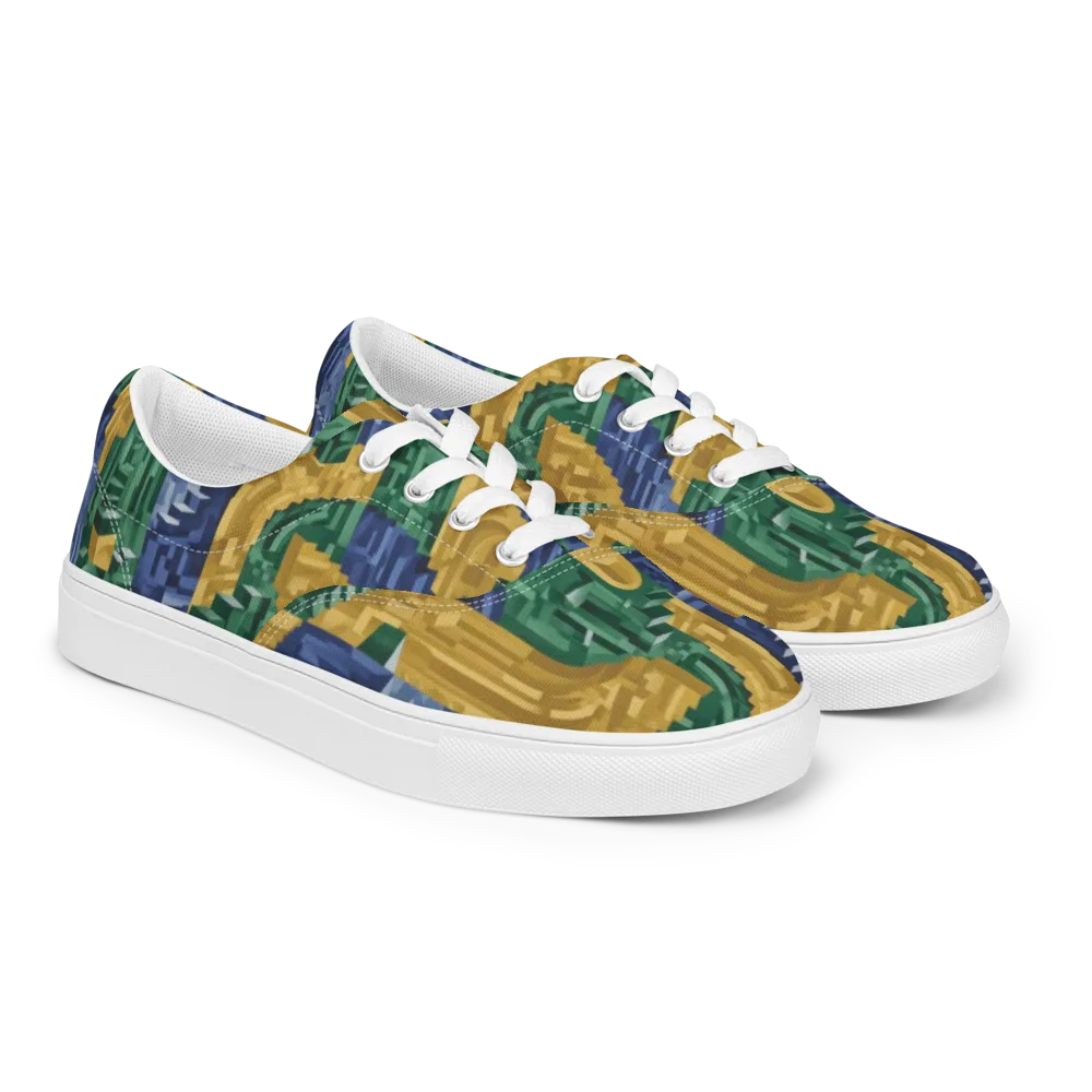 Moorish Maze on Men's Lace-Up Canvas Shoes — Right Front