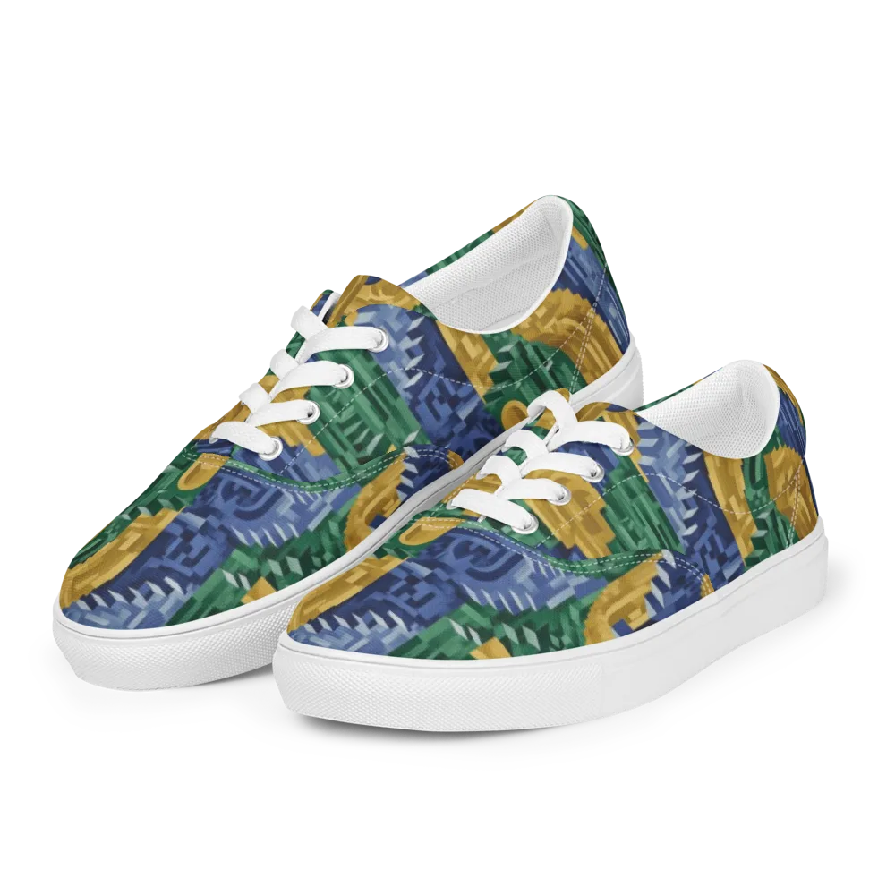 Moorish Maze on Men's Lace-Up Canvas Shoes — Left Front