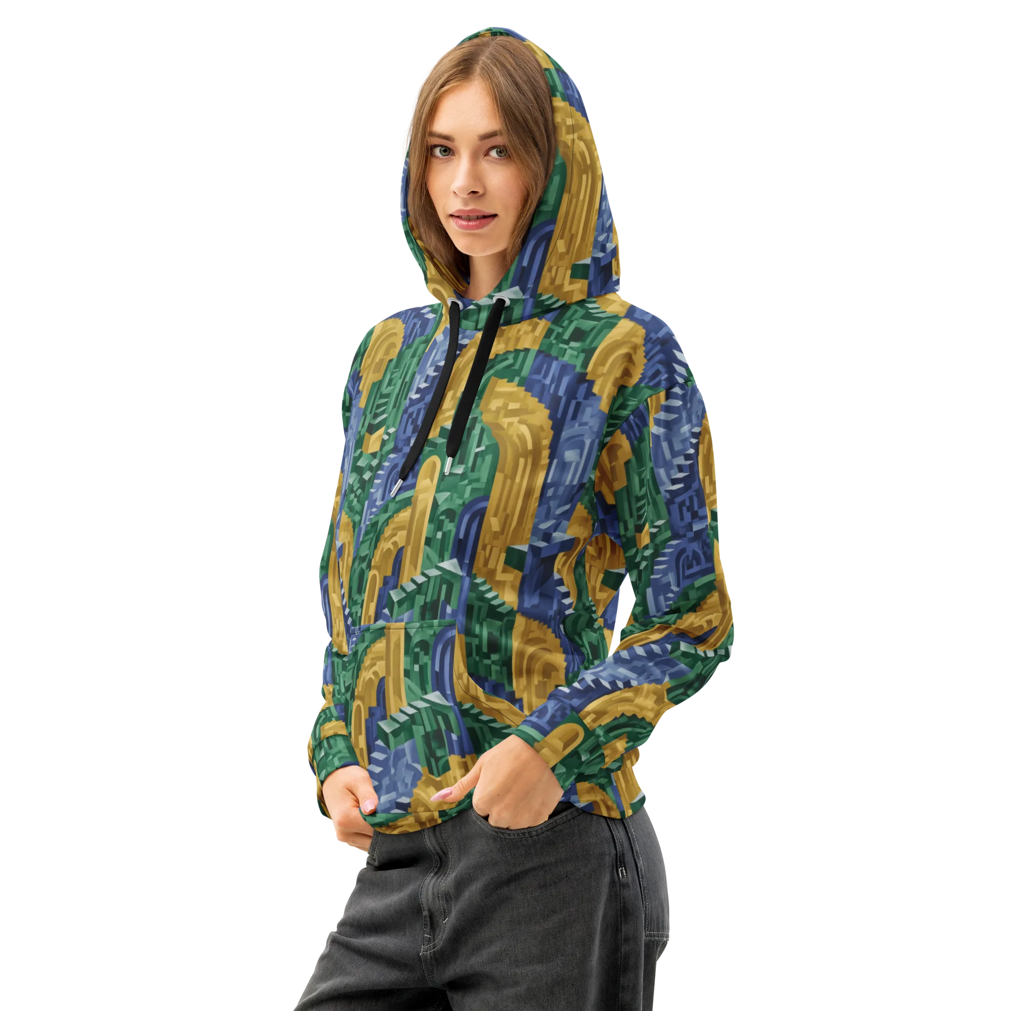 Moorish Maze on Cotton Hoodie — Left Front
