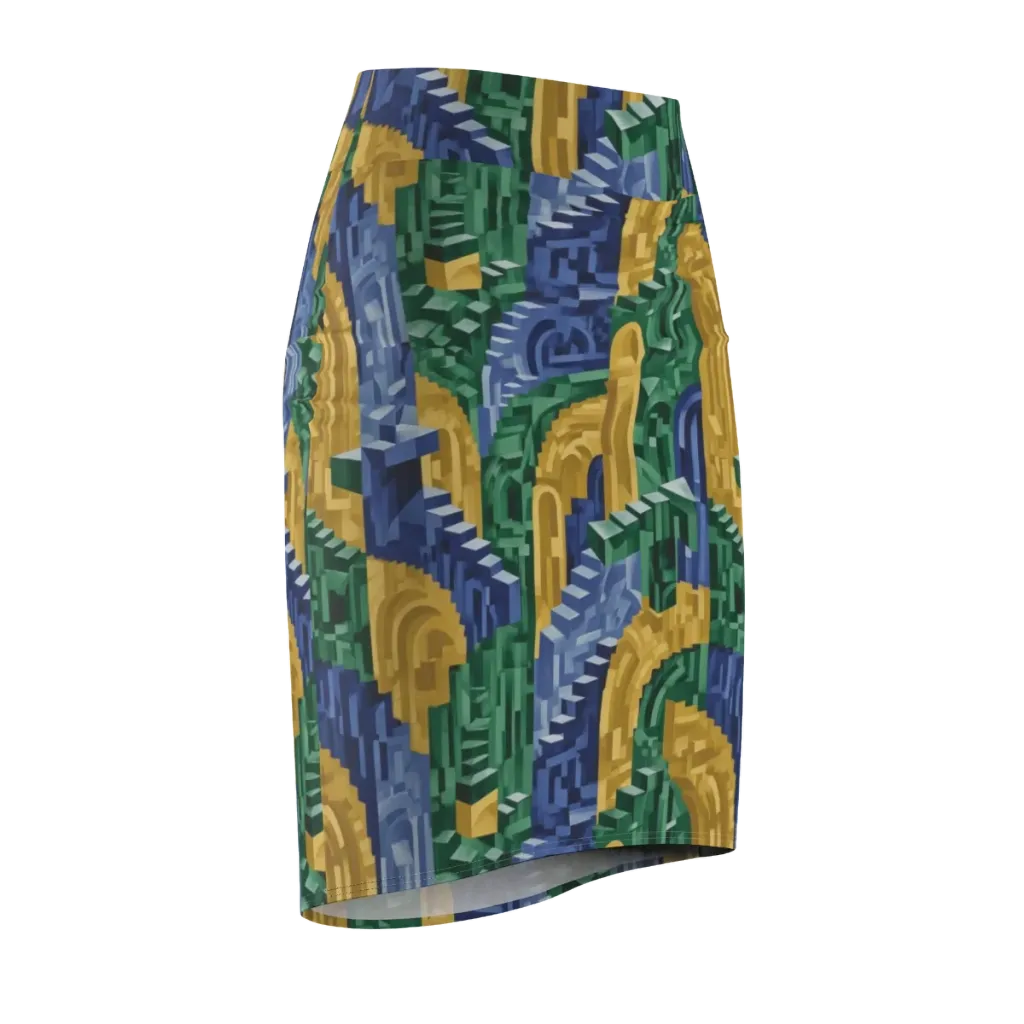 Moorish Maze on Pencil Skirt — Front Side