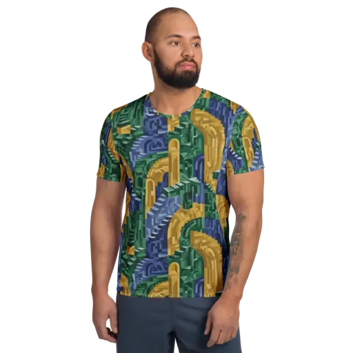 Moorish Maze on a Men's Athletic T-Shirt