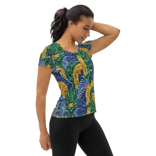 Moorish Maze on a Women's Athletic T-Shirt