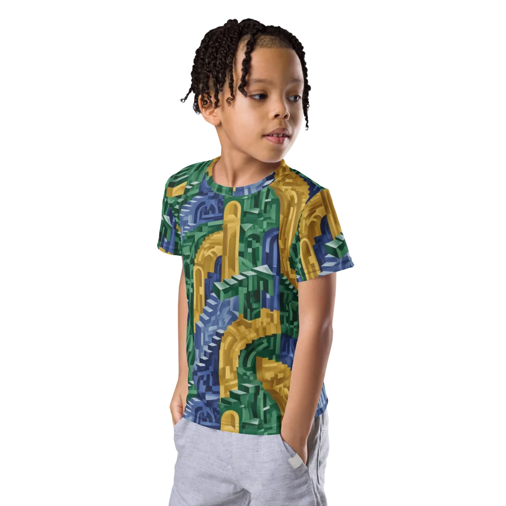 Moorish Maze on Kids Crew Neck T-Shirt — Left Front