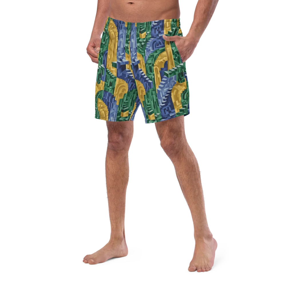 Moorish Maze on Swim Trunks — Left Front