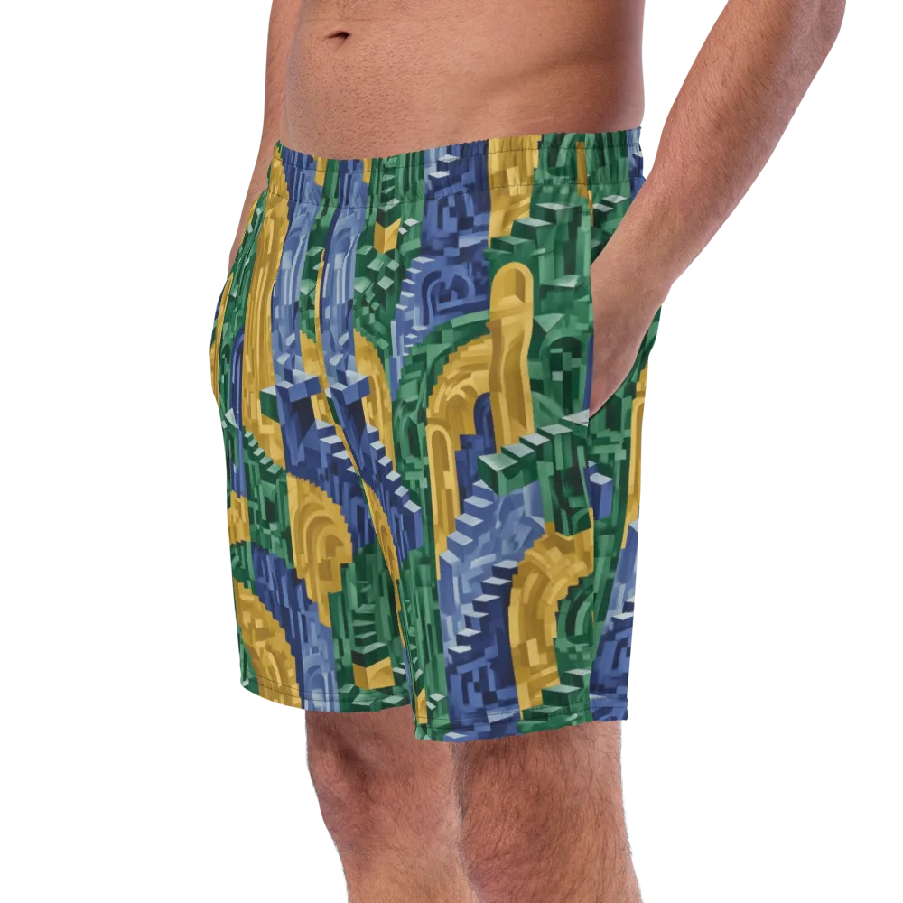 Moorish Maze on Swim Trunks — Left Front